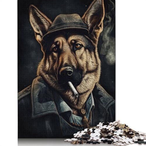 German Shepherd Gangster Puzzle 520 Teile Schwer Puzzle Spielzeug Lernspiel Impossible Herausforderung Spielzeug Für Erwachsene Kinder 520pcs (52x38cm) von QBIREX
