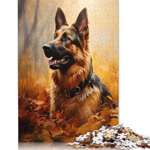 German Shepherd in Autumn Puzzles 1000 Teile Schwer Puzzle Spielzeug Lernspiel Impossible Herausforderungsspielzeug Für Erwachsene Und Kinder in Bewährter 1000pcs (40x28cm) von QBIREX