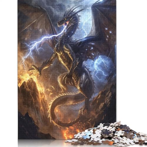 Gewitterdrache-Puzzle, rechteckig, Papp-Puzzle, Geschenk für Kinder ab 12 Jahren, 1500 Teile (85 x 57 cm) von QBIREX
