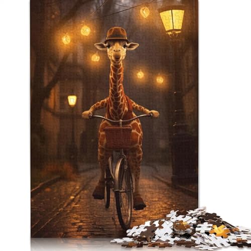 Giraffe fährt Fahrrad. Bunte, Coole Puzzles für Kinder ab 12 Jahren, 1000 Teile (75 x 50 cm) von QBIREX