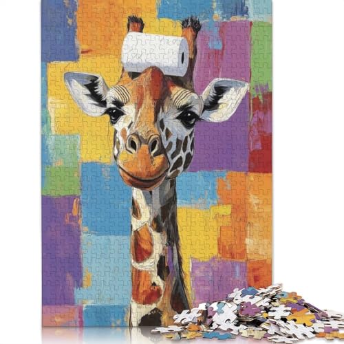 Giraffe mit Toilettenpapier-Puzzle, Denksportaufgabe, 100% recycelter Karton, Puzzle für Damen und Herren, 1000 Teile (75 x 50 cm) von QBIREX