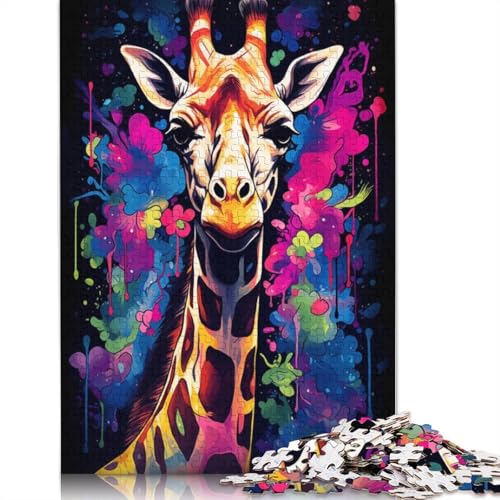 Giraffen-Malpuzzle, Dekompressionsspielzeug, rechteckiges Papierpuzzle für Kinder und Erwachsene ab 12 Jahren, 1000 Teile (75 x 50 cm) von QBIREX