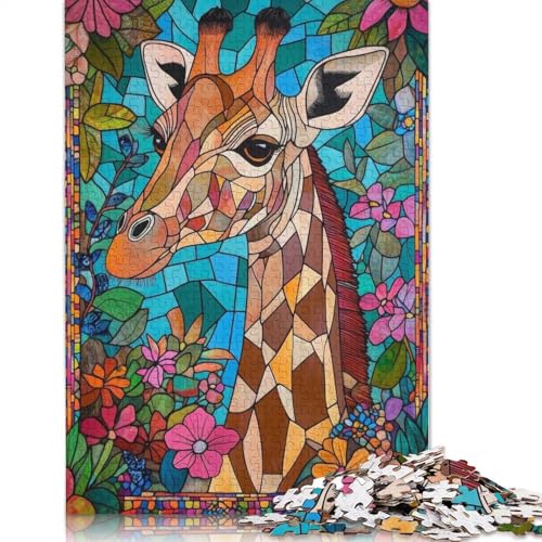 Giraffen-Mosaik-Kunst-Puzzle, umweltfreundliche Materialien, 100% recycelter Karton, Puzzle für Erwachsene und Kinder, 1000 Teile (38 x 26 cm) von QBIREX