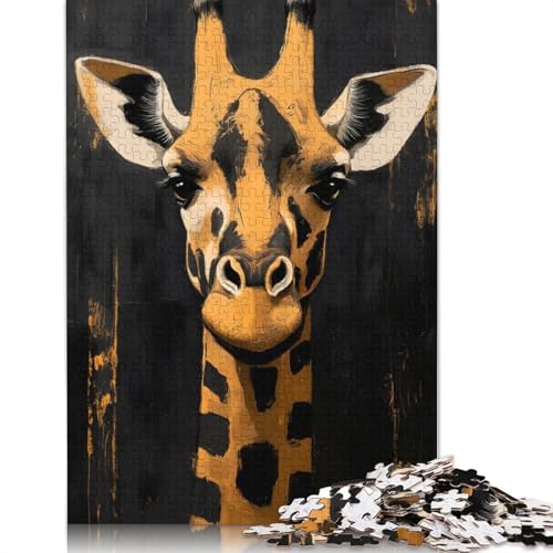 Giraffenporträt-Malpuzzle, Spielzeug, Lernspiel, Premium-Karton-Puzzle für Erwachsene und Kinder, 1000 Teile (26 x 38 cm) von QBIREX