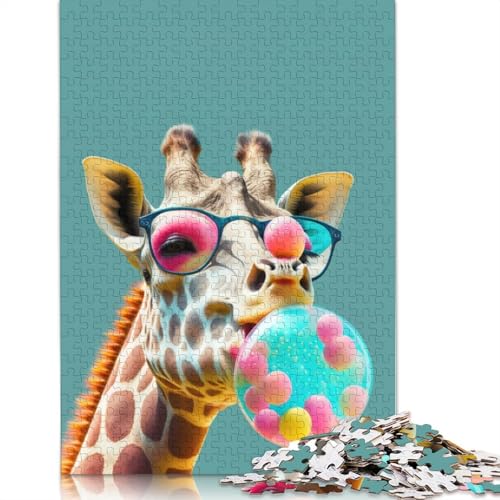 Giraffenporträt-Puzzle, lustiges Premium-Puzzle aus Karton für Jungen oder Mädchen, 1000 Teile (75 x 50 cm) von QBIREX