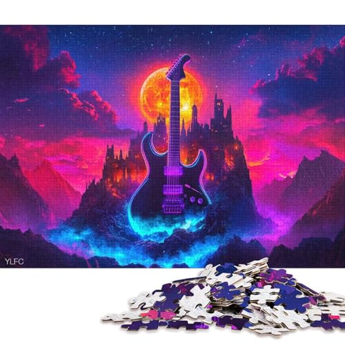 Gitarrenpuzzle, Dekompressionsspielzeug, rechteckiges Papierpuzzle für Kinder und Erwachsene ab 12 Jahren, 38 x 26 cm, 1000 Teile von QBIREX
