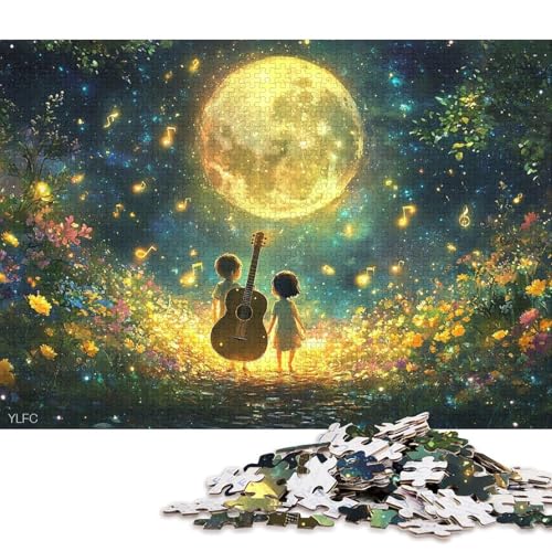Gitarrenpuzzle, rechteckig, Pappe, Papier, rechteckig, Puzzle für Erwachsene und Kinder, 70 x 50 cm, 1000 Teile von QBIREX