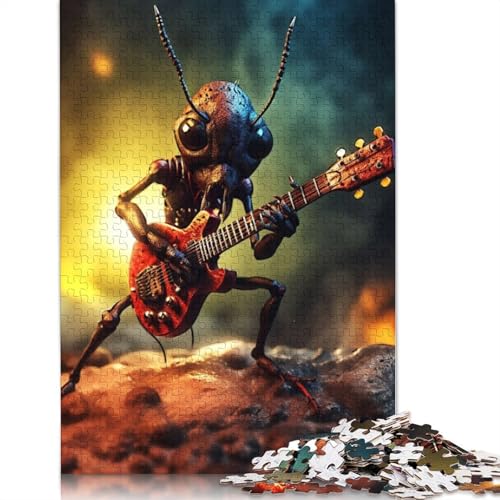 Gitarrist-Ameisen-Puzzle, rechteckig, aus 100% recyceltem Karton, für Erwachsene und Kinder, 1000 Teile (75 x 50 cm) von QBIREX