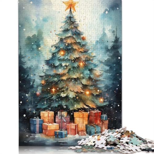 Glitzerndes Kiefernbaum-Puzzle, einzigartige Heimdekoration, 100% recycelter Karton, Puzzle für Erwachsene, 1000 Teile (75 x 50 cm) von QBIREX