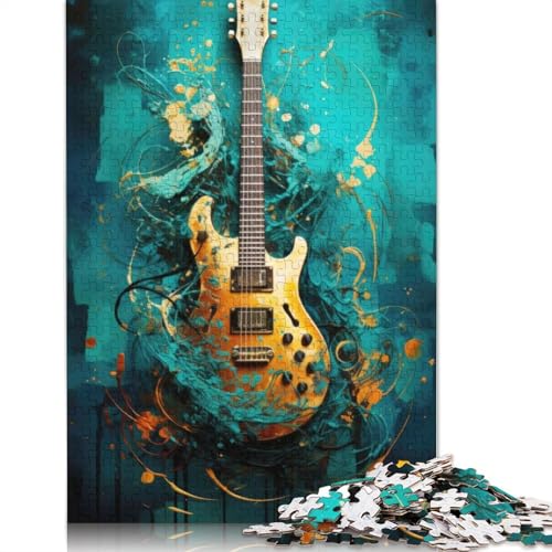 Gold Guitar Puzzles 1000 Teile Schwer Puzzle Spielzeug Lernspiel Impossible Herausforderung Spielzeug Für Erwachsene Kinder 1000pcs (40x28cm) von QBIREX