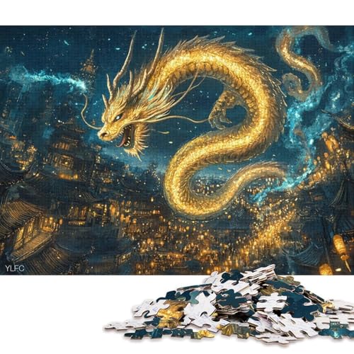 Golden Dragon Puzzle Dekompressionsspielzeug Rechteckiges Papierpuzzle für Kinder und Erwachsene ab 12 Jahren 70x50cm/1000 Teile Golden Dragon Puzzle Dekompressionsspielzeug Rechteckiges Papierpuzzle für Kinder und Erwachsene ab 12 Jahren 70x50cm/1000 Teile von QBIREX