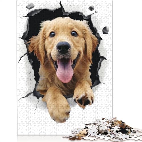 Golden Retriever Dog Puzzle 1000 Teile Schwer Puzzle Spielzeug Lernspiel Impossible Herausforderung Spielzeug Für Erwachsene Kinder 1000pcs (75x50cm) von QBIREX