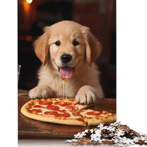 Golden Retriever Pizza Pup 1000-teiliges Puzzle, ab 18 Jahren, Lernspiele, Puzzles für Erwachsene, für Frauen, für Kinder ab 12 Jahren, 1000 Teile (75 x 50 cm) von QBIREX