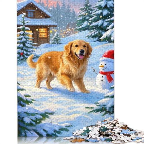 Golden Retriever-Puzzle, 100% recycelter Karton, 100% recycelter Karton, Puzzle für Jungen oder Mädchen, Geschenk, 1000 Teile (75 x 50 cm) von QBIREX