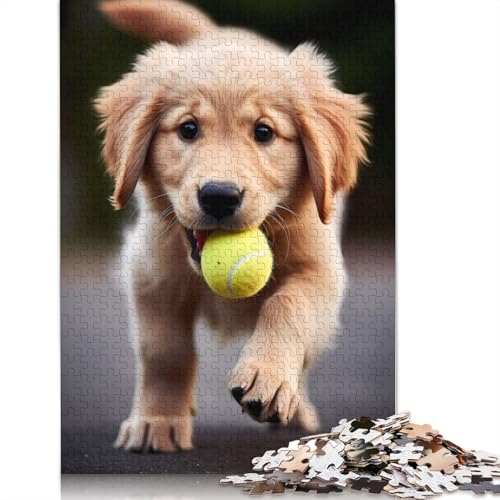 Golden Retriever with Ball Puzzle 1000 Teile Schwer Puzzle Spielzeug Lernspiel Impossible Herausforderung Spielzeug Für Erwachsene Kinder 1000pcs (40x28cm) von QBIREX