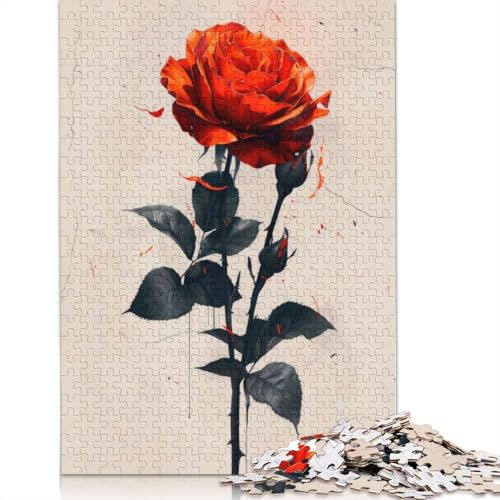 Golden Touch Rosenblumen-Puzzle, Familienspaß, rechteckiges Papierpuzzle für Kinder und Erwachsene ab 12 Jahren, Geburtstagsgeschenk, 1000 Teile (75 x 50 cm) von QBIREX