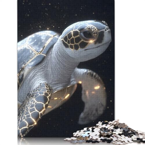 Goldenes Meeresschildkröten-Tierpuzzle, kreative Spiele, 100 Prozent recycelter Karton, Puzzle für Erwachsene, 1000 Teile (75 x 50 cm) von QBIREX