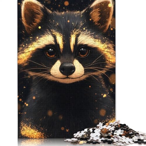 Goldenes Waschbärporträt-Tierpuzzle, 100% recycelter Karton, Premium-Karton-Puzzle für Erwachsene und Kinder, 1000 Teile (75 x 50 cm) von QBIREX