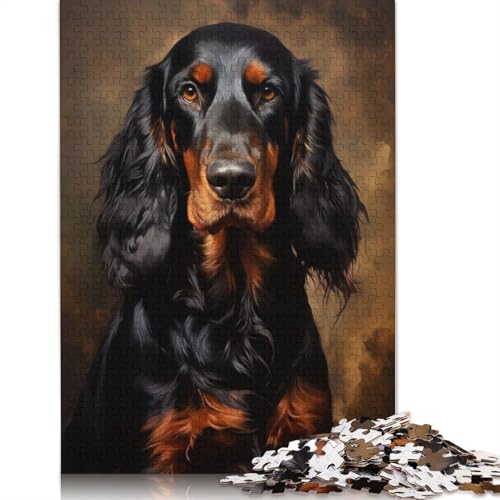 Gordon Setter Hundepuzzle, DIY-Spiel, rechteckiges Papierpuzzle für Jungen oder Mädchen, Geburtstagsgeschenk, 1000 Teile (26 x 38 cm) von QBIREX