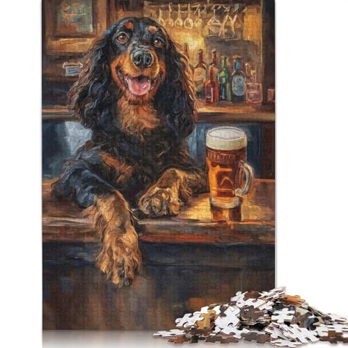 Gordon Setter Pint of Beer Puzzle, Familienspaß, rechteckiges Papierpuzzle für Kinder und Erwachsene ab 12 Jahren, Geburtstagsgeschenk, 1000 Teile (38 x 26 cm) von QBIREX