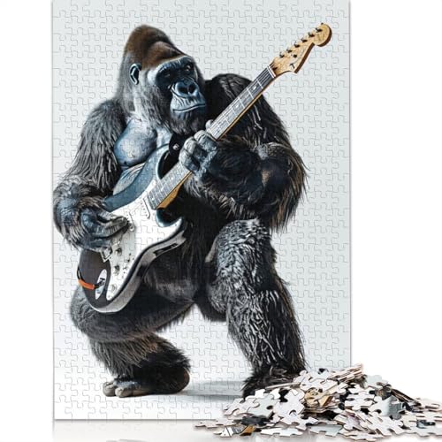 Gorilla Guitar Puzzle 1000-teilige Schwer Puzzle Spielzeug Lernspiel Impossible Herausforderungsspielzeug Für Erwachsene Und Kinder Ab 14 Jahren 520pcs (52x38cm) von QBIREX