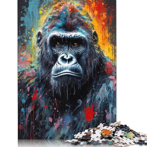 Gorilla Painting Puzzle 1000 Teile Schwer Puzzle Spielzeug Pädagogisches Spiel Impossible Herausforderung Spielzeug Für Erwachsene Kinder 1000pcs (75x50cm) von QBIREX