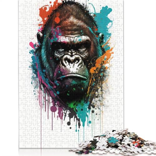 Gorilla Puzzle, Kreative Spiele, Premium-Puzzle aus Karton, für Frauen und Männer, Geburtstagsgeschenk, 1000 Teile (26 x 38 cm) von QBIREX