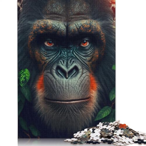 Gorilla-Puzzles für Erwachsene ab 18 Jahren, Lernspiele, Puzzle für Erwachsene und Kinder, 1000 Teile (75 x 50 cm) von QBIREX