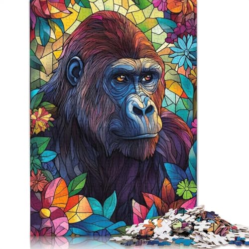 Gorilla in Blumen-Puzzle, Entspannungs-Herausforderung, Spielzeug, rechteckiges Papier-Puzzle für Jungen oder Mädchen, 1000 Teile (75 x 50 cm) von QBIREX