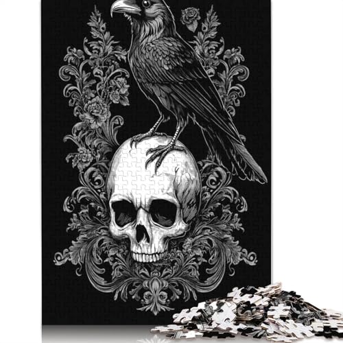 Gothic Raven on Skullre Puzzle 1000-teilige Schwer Puzzle Spielzeug Lernspiel Impossible Herausforderung Spielzeug Für Erwachsene Und Kinder Ab 14 Jahren 1000pcs (38x26cm) von QBIREX