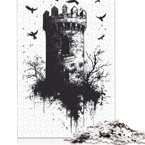 Gothic Tower with Crowsre Puzzles 1000 Teile Schwer Puzzle Spielzeug Pädagogisches Spiel Impossible Herausforderung Spielzeug Für Erwachsene Und Kinder in Bewährter 1000pcs (38x26cm) von QBIREX