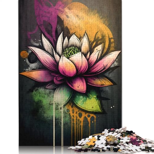 Graffiti-Lotusblumen-Puzzle für Erwachsene ab 18 Jahren. Upe Lernspiele, Puzzle für Erwachsene und Kinder, 520 Teile (52 x 38 cm) von QBIREX