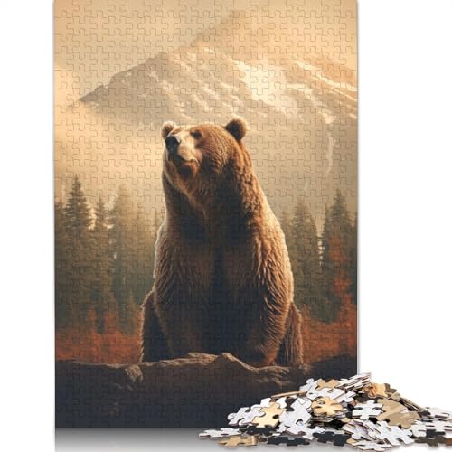 Grizzly Bear Art Mountains Puzzles 1000 Teile Schwer Puzzle Spielzeug Lernspiel Impossible Herausforderung Spielzeug Für Erwachsene Kinder 1000pcs (40x28cm) von QBIREX
