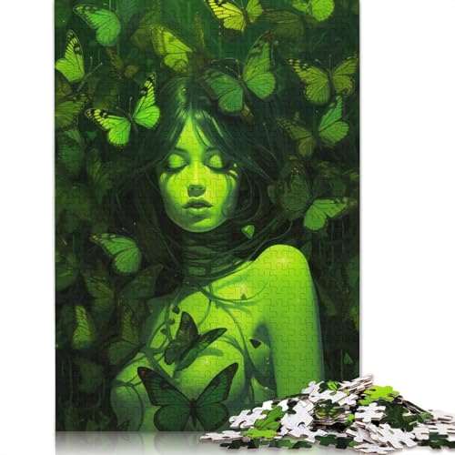 Grüne Schmetterlinge Puzzle DIY Spiel Papier Rechteckiges Puzzle für Jungen oder Mädchen Geburtstagsgeschenk 1000 Teile (75x50cm) von QBIREX
