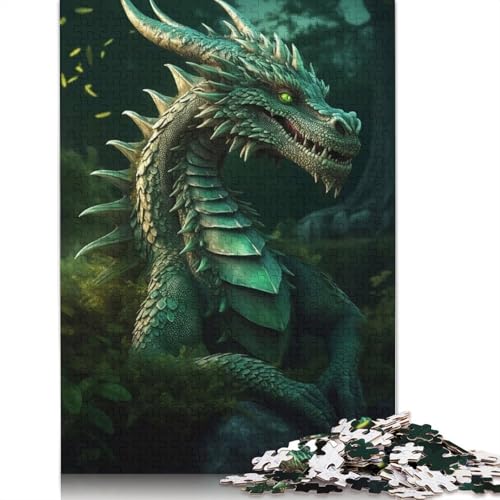 Grüne Smaragddrachen-Puzzles für Erwachsene, schwierige und anspruchsvolle Denksportaufgaben für Erwachsene und Kinder, 520 Teile (52 x 38 cm) von QBIREX