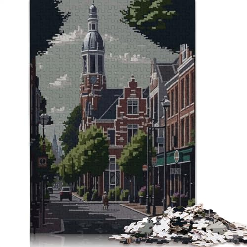 Haarlem City Pixel Art Puzzle, 100% recycelter Karton, 100% recycelter Karton, Puzzle für Jungen oder Mädchen, 1000 Teile (26 x 38 cm) von QBIREX
