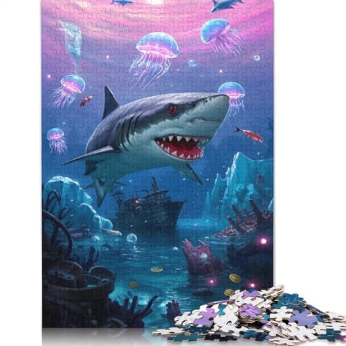 Hai-Puzzle, DIY-Spiel, Premium-Karton-Puzzle für Frauen und Männer, Kindertagsgeschenke, 1000 Teile (75 x 50 cm) von QBIREX