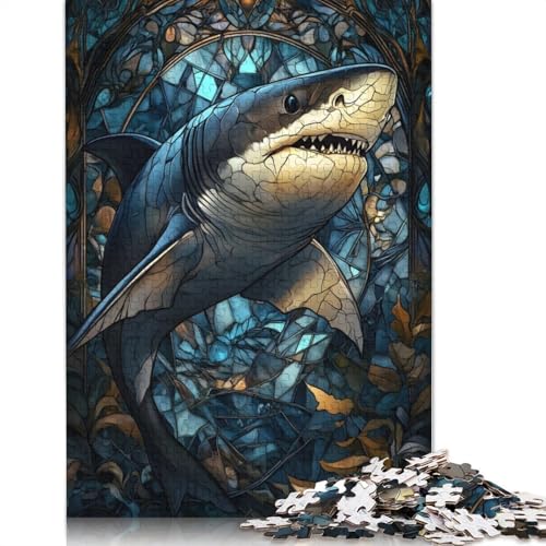 Hai-Puzzle, schwierig, aus 100 Prozent recyceltem Karton, Puzzle für Frauen und Männer, Vatertagsgeschenke, 1000 Teile (75 x 50 cm) von QBIREX