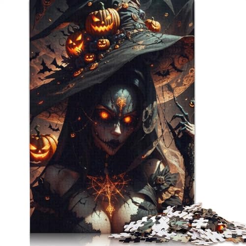 Halloween-Hexen-Puzzle, Premium-Puzzle aus 100% recyceltem Kartonpapier, rechteckig, für Damen und Herren, einzigartiges Geschenk, 1000 Teile (75 x 50 cm) von QBIREX