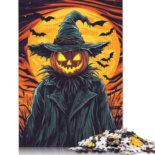 Halloween-Kürbis-Vogelscheuche mit Fledermäusen, Puzzle-Spielzeug, Lernspiel, Premium-Karton-Puzzle für Erwachsene und Kinder, 1000 Teile (75 x 50 cm) von QBIREX