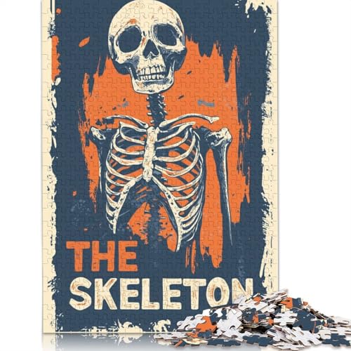 Halloween-Puzzle „Das Skelett“, schwierige Herausforderung, 100% recycelter Karton, Puzzle für Damen und Herren, 1000 Teile (75 x 50 cm) von QBIREX
