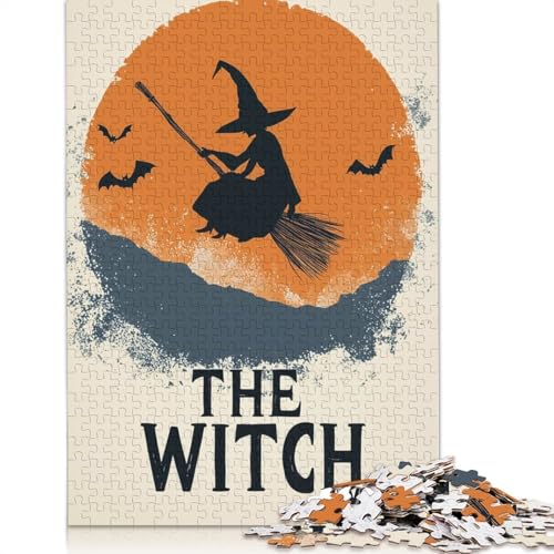Halloween-Puzzle „Die Hexe“, DIY-Spiel, Premium-Karton-Puzzle für Damen und Herren, 1000 Teile (75 x 50 cm) von QBIREX