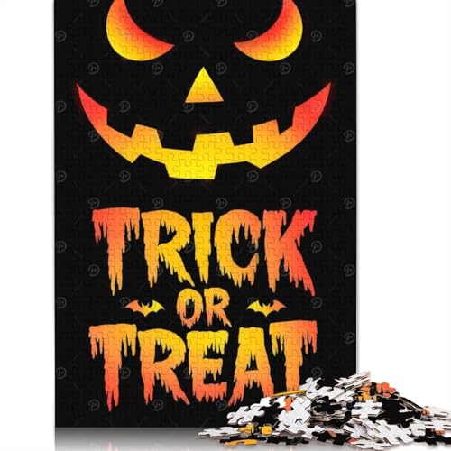 Halloween-Puzzle mit Kürbislaterne, lustiges Premium-Puzzle aus Karton für Jungen oder Mädchen, 1000 Teile (75 x 50 cm) von QBIREX