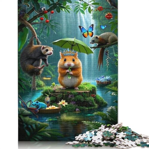 Hamster-Puzzle, DIY-Spiel, Premium-Karton-Puzzle für Frauen und Männer, Kindertagsgeschenke, 1000 Teile (38 x 26 cm) von QBIREX