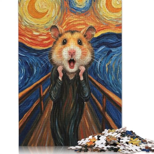 Hamster Scream Art 1000-teiliges Papierpuzzle für Erwachsene, Puzzle, Lernspiel, Herausforderungsspielzeug, 1000 Teile (38 x 26 cm) von QBIREX