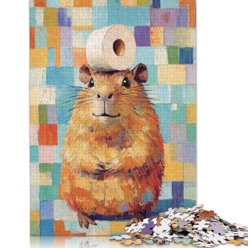 Hamster mit Toilettenpapier-Puzzle, Lernspiele, Familienaktivitäten, Premium-Karton-Puzzle für Frauen und Männer, 1000 Teile (75 x 50 cm) von QBIREX