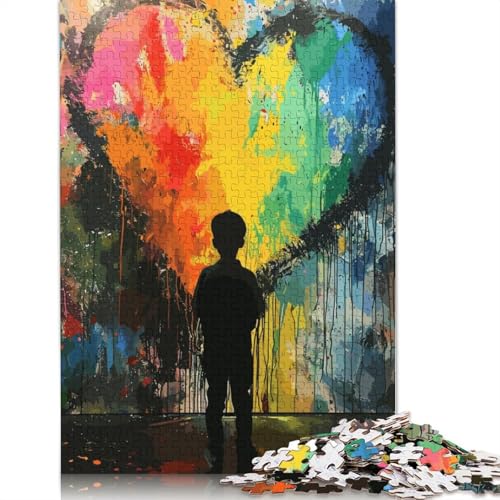 Heart Graffiti Street Art Puzzles 1000 Teile Schwer Puzzle Spielzeug Lernspiel Impossible Herausforderungsspielzeug Für Erwachsene Und Kinder Ab 14 Jahren 1000pcs (75x50cm) von QBIREX