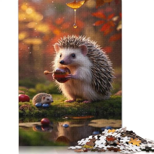 Hedgehog Puzzle 1000 Teile Schwer Puzzle Spielzeug Lernspiel Impossible Herausforderung Spielzeug Für Erwachsene Kinder 1000pcs (38x26cm) von QBIREX