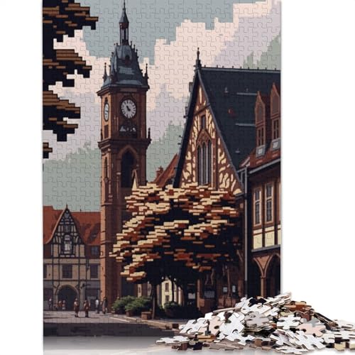 Heilbronn Pixel Art Puzzle, Premium-Puzzle aus 100% recyceltem Kartonpapier, rechteckig, für Damen und Herren, einzigartiges Geschenk, 1000 Teile (75 x 50 cm) von QBIREX