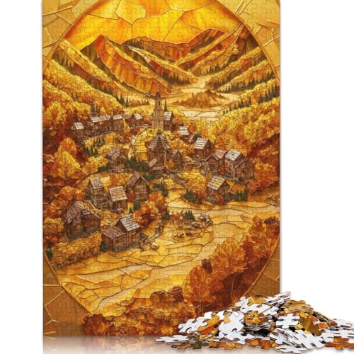 Herbst-Mosaikdorf-Puzzle, kreative Spiele, 100% recycelter Karton, Puzzle für Erwachsene, 1000 Teile (75 x 50 cm) von QBIREX